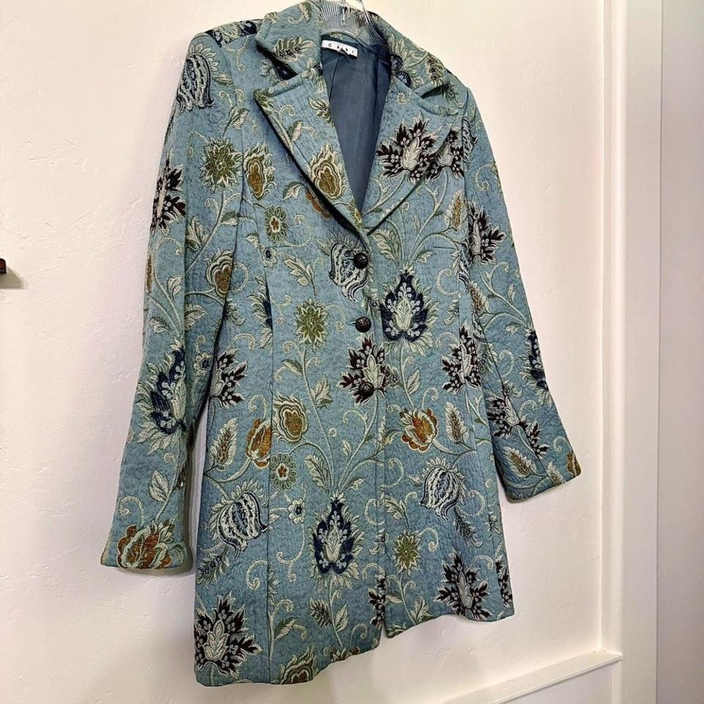 CAbi Tapestry Jacquard Coat Jacket Floral Vintage Boho Size 10